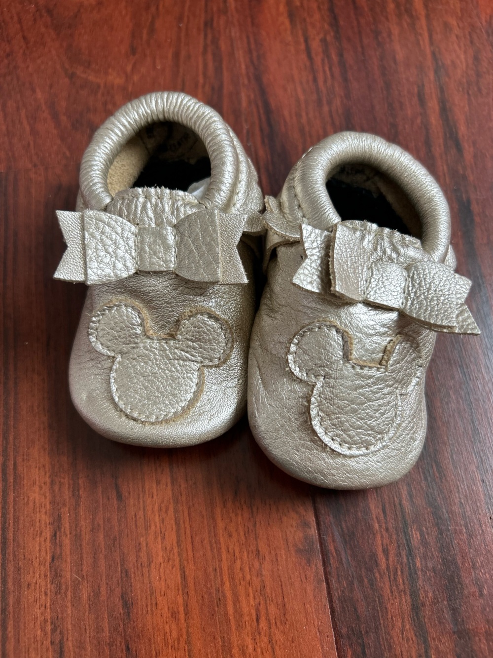 Gold Baby Moccasins with Bow